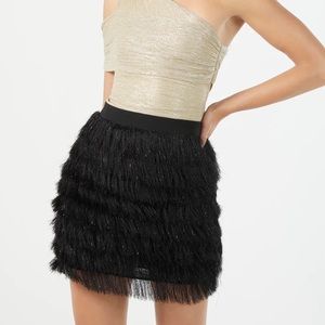 Tiered Fringe Mini Skirt